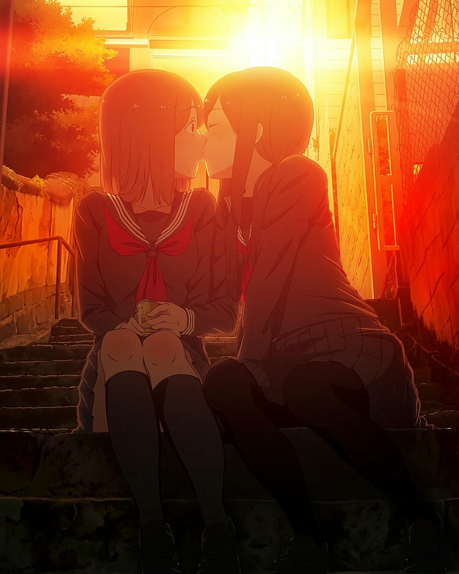 ảnh anime bách hợp trong phòng ngủ ấm áp