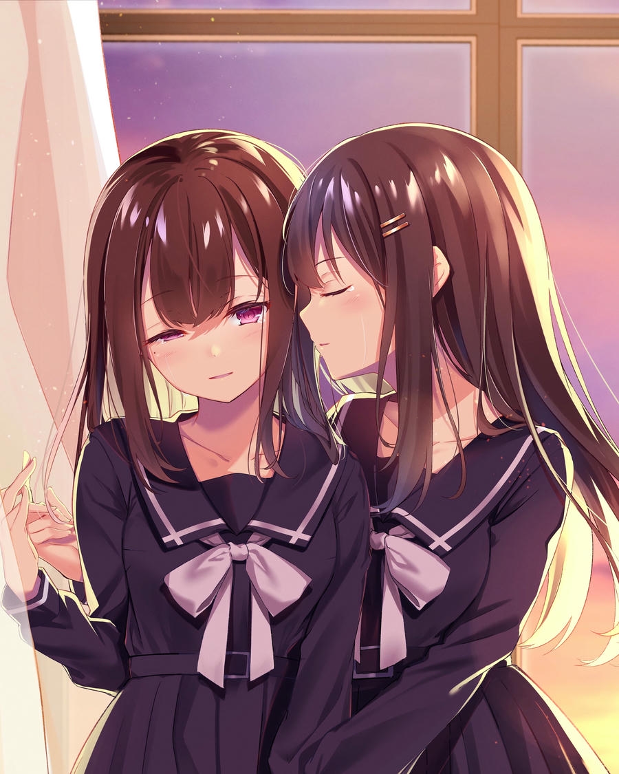 ảnh anime bách hợp với tông màu pastel