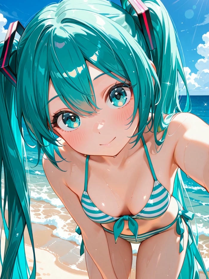 ảnh gái anime bikini tóc đen