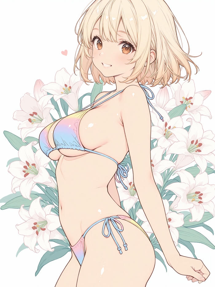 ảnh gái anime bikini tóc xanh