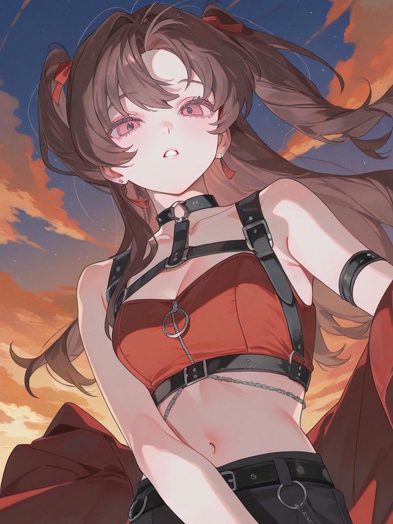 anime nữ ngầu quyến rũ với bộ trang phục đen