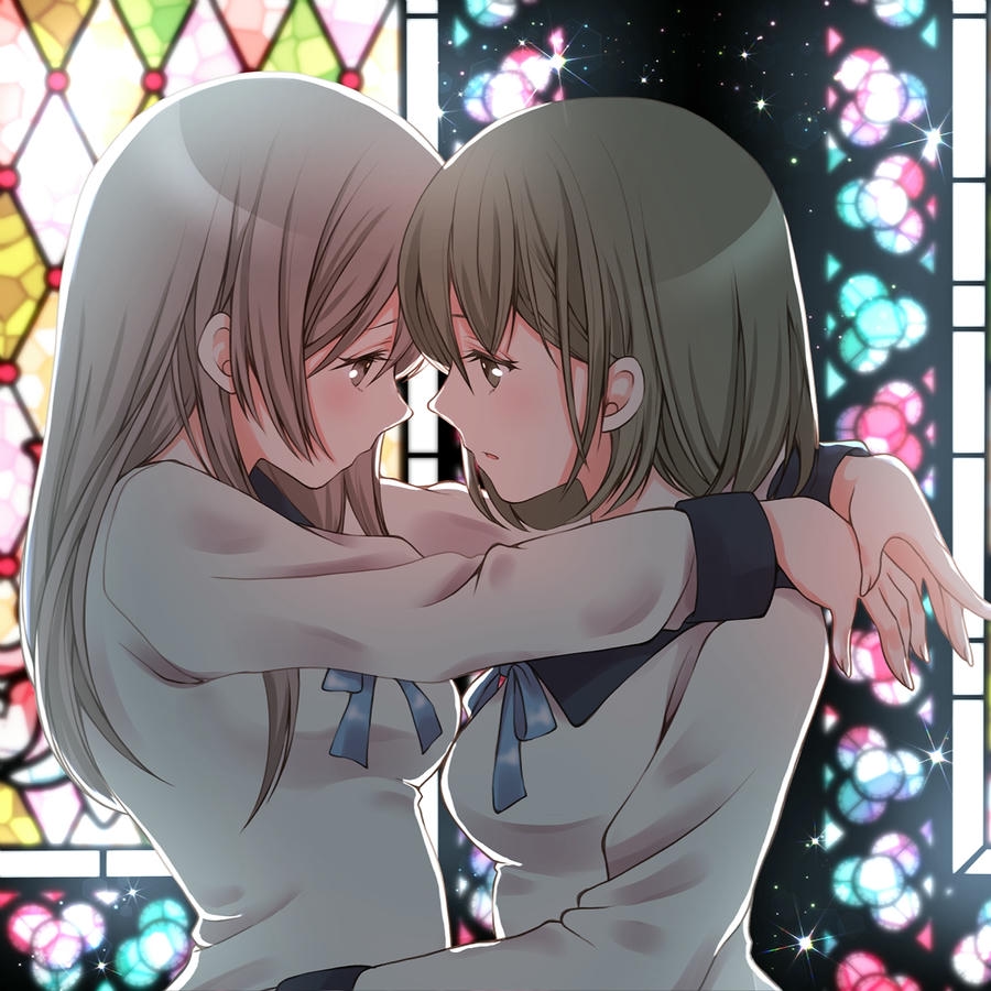 bách hợp anime trong khung cảnh hoàng hôn