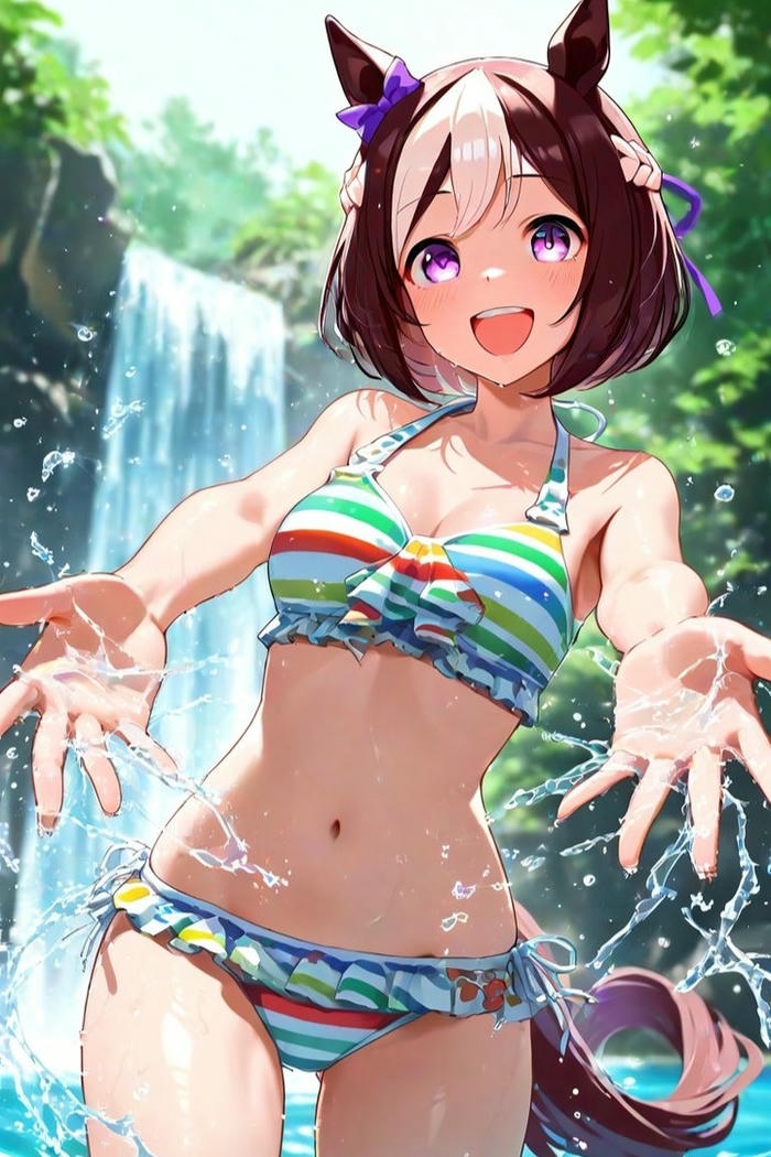 bikini gái anime mặc nụ cười