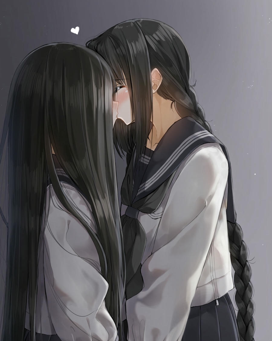 cặp đôi bách hợp anime giữa rừng cây