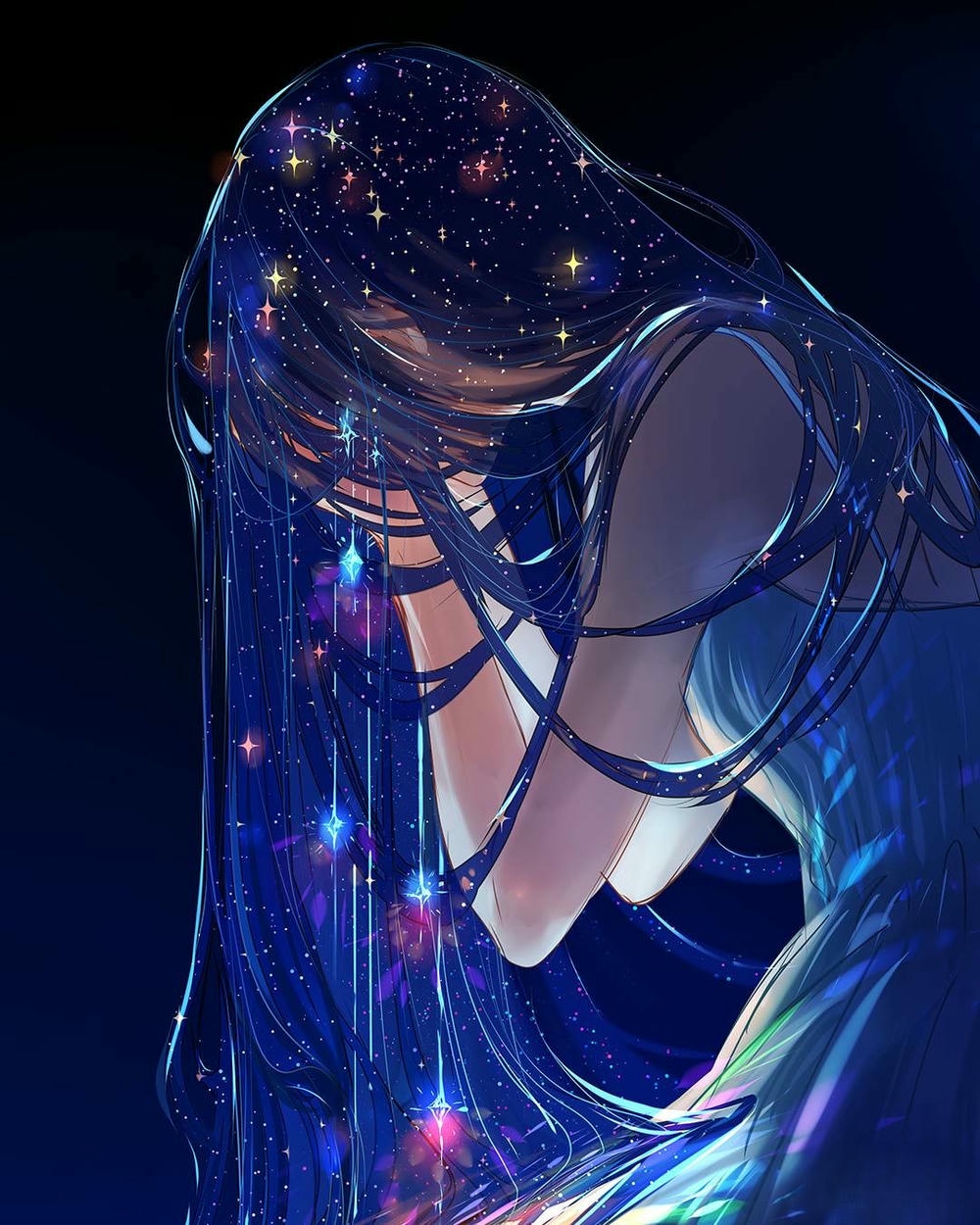 cô gái anime giữa hoa đỏ rực