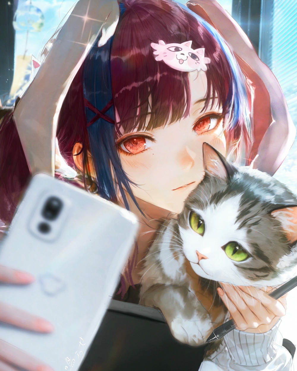 cô gái anime kimono giữa hoa đào