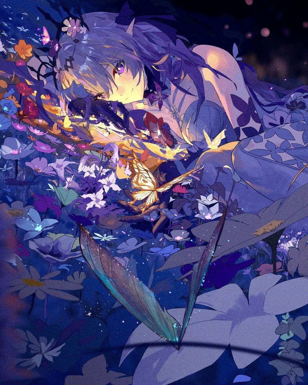 cô gái anime tóc dài dịu dàng