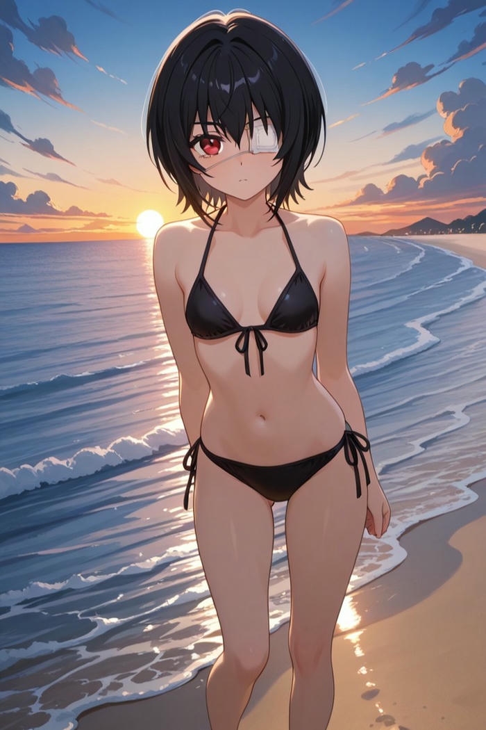gái anime mặc bikini phong cách retro