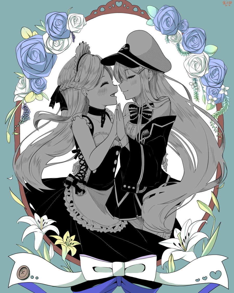 hai cô gái anime bách hợp cùng cười