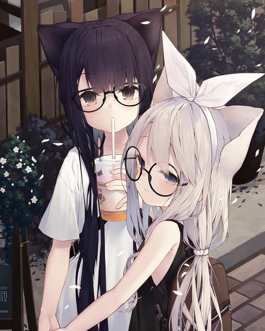 hai cô gái anime bách hợp nấu ăn cùng nhau