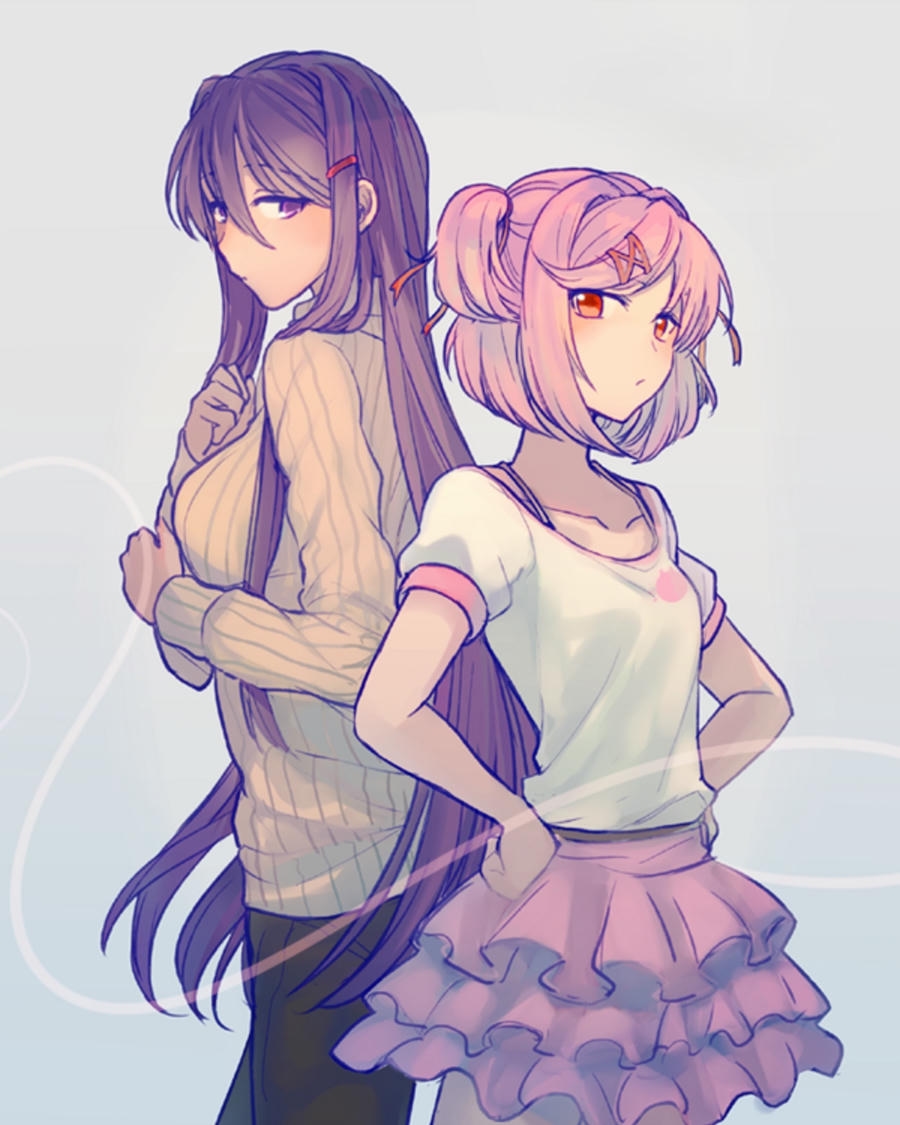 hai cô gái anime bách hợp trao nhau ánh nhìn