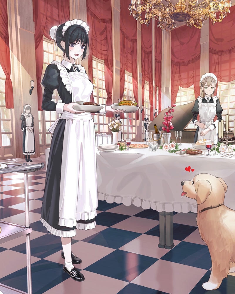 hầu gái cute anime dịu dàng đáng yêu