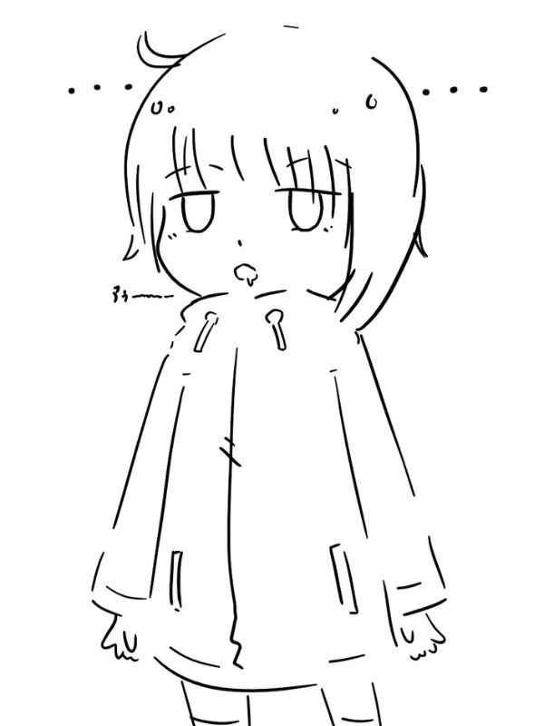 Hình ảnh anime chibi dễ vẽ cô bé mặc áo mưa