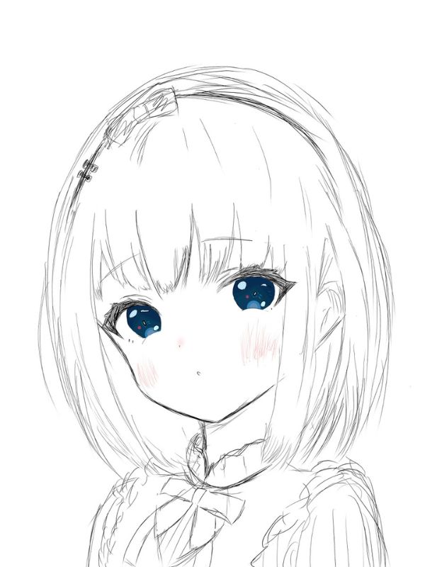 Hình ảnh anime chibi dễ vẽ cô bé mắt xanh