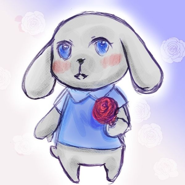 Ảnh thỏ cầm hoa hồng chibi cute