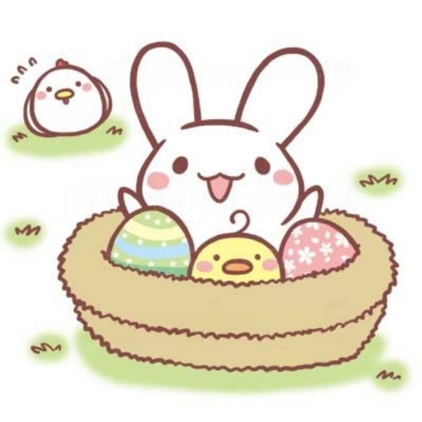Ảnh thỏ chibi cute ấp trứng