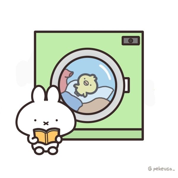 Ảnh thỏ chibi cute giặt đồ
