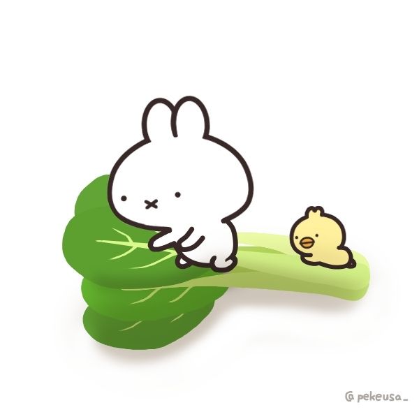 Ảnh thỏ chibi cute ăn rau