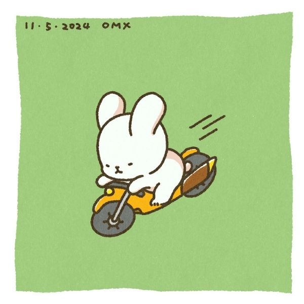 Ảnh thỏ chibi cute đạp xe
