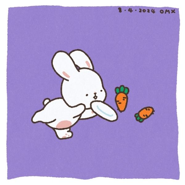 Ảnh thỏ chibi cute và đĩa cà rốt