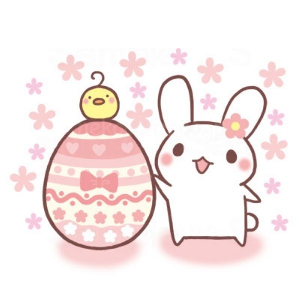 Ảnh thỏ chibi cute bên quả trứng