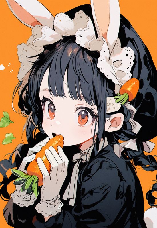 Ảnh avt anime nữ cute ăn carrot