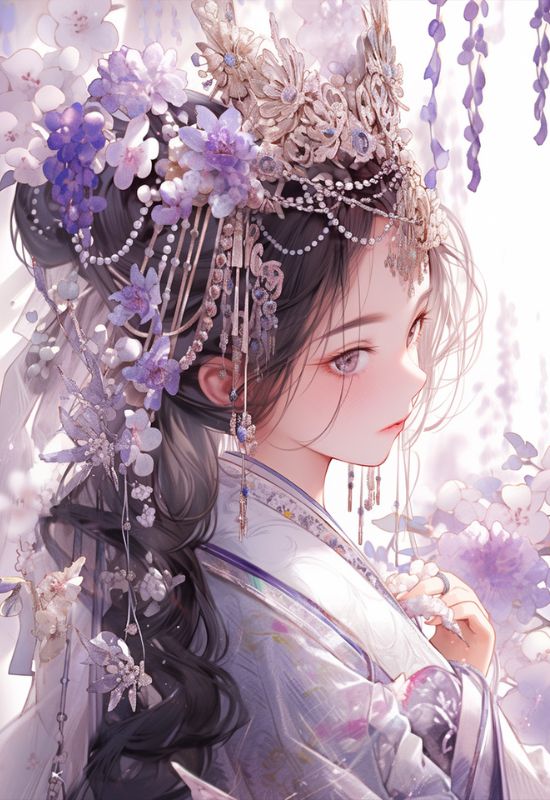 Ảnh avatar anime nữ vương miện hoa tím