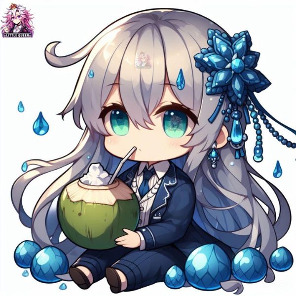 Ảnh avatar chibi nữ cute uống nước dừa