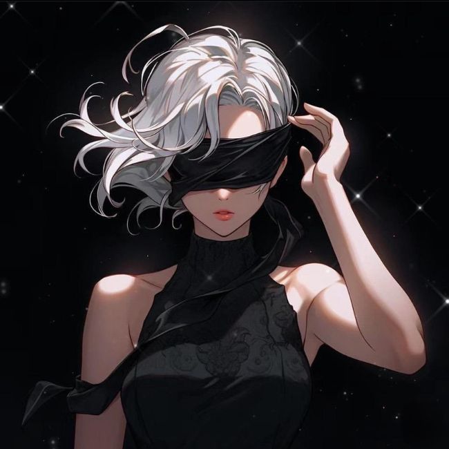 Hình ảnh avatar đôi anime che mặt lụa đen nữ