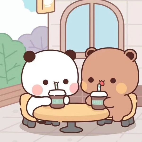 Avatar gấu cute đôi DUDU BUBU uống cofe