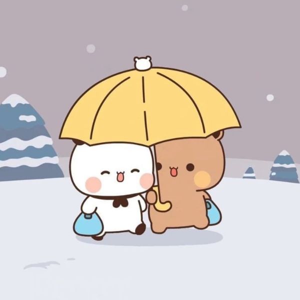 Avatar gấu cute đôi DUDU BUBU cùng đi dưới tuyết
