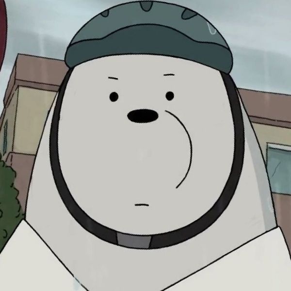 Hình avatar gấu trắng Ice Bear đội nón bảo hiểm