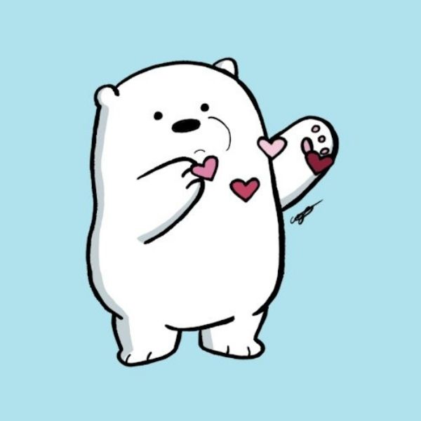 Hình avatar gấu trắng Ice Bear cute bắn tim