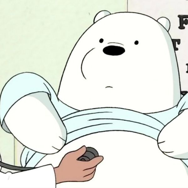 Hình avatar gấu trắng Ice Bear cute đi khám bệnh