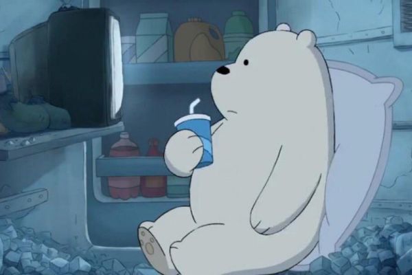 Hình avatar gấu trắng Ice Bear cô đơn trên sofa