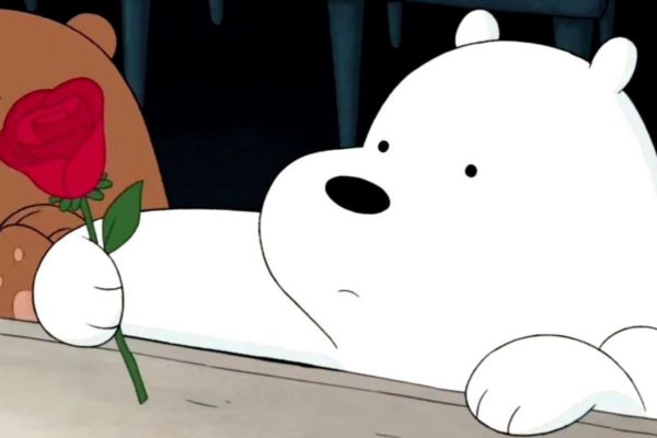 Hình avatar gấu trắng Ice Bear và bông hồng