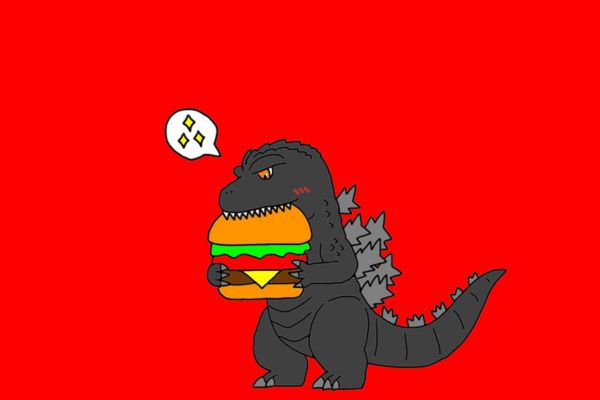 Avatar hình nền khủng long ăn hamburger