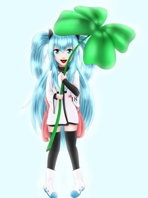 Avatar cỏ 4 lá đẹp và cô gái tóc xanh cute
