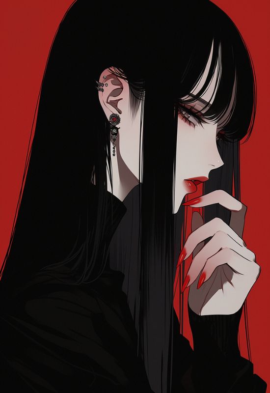 Hình ảnh avatar anime nữ ngầu yêu màu đỏ