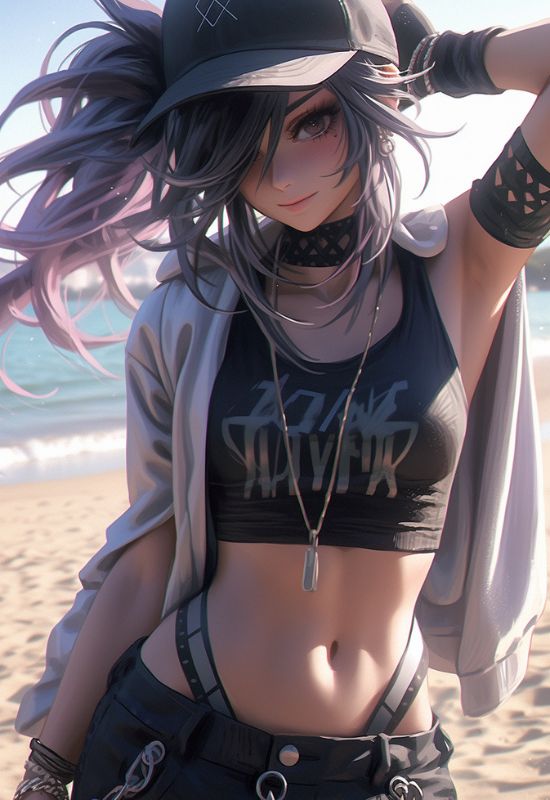 Hình ảnh avatar anime nữ ngầu bên bờ biển