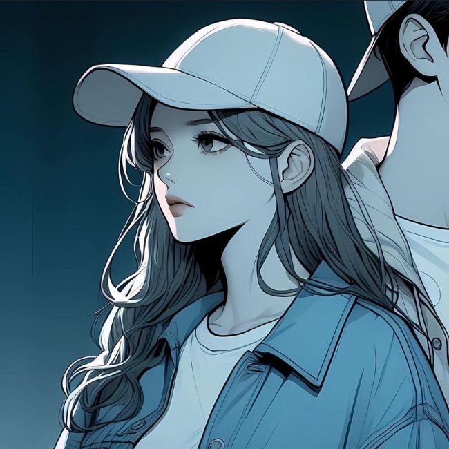 Hình avatar cặp anime rời cô gái mũ lưỡi chai