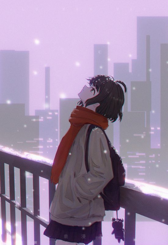 Hình ảnh đại diện anime nữ tâm trạng trong đêm đông giá rét