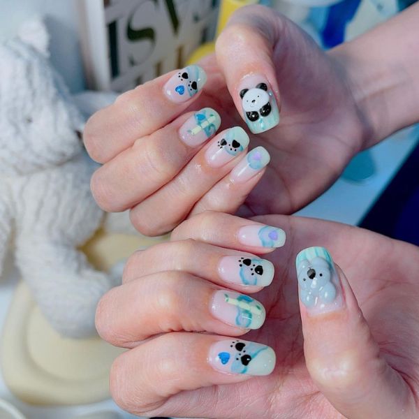 Mẫu nail gấu trúc Panda dễ thương 