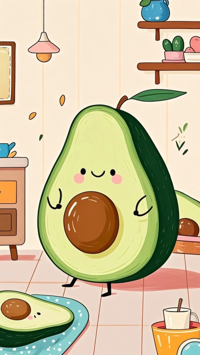 Avatar quả bơ cute đang suy tư