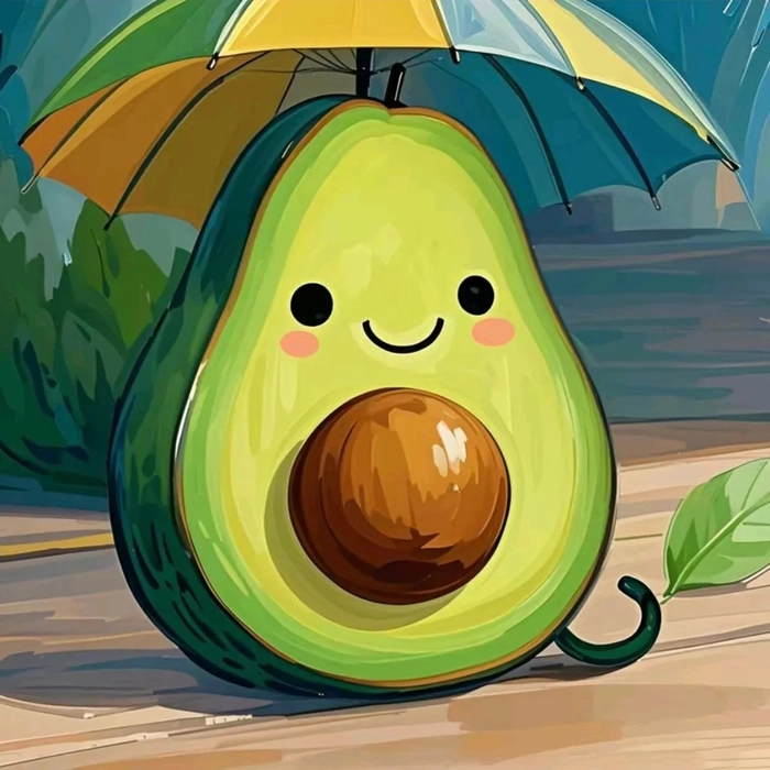 Avatar trái bơ cute che ô