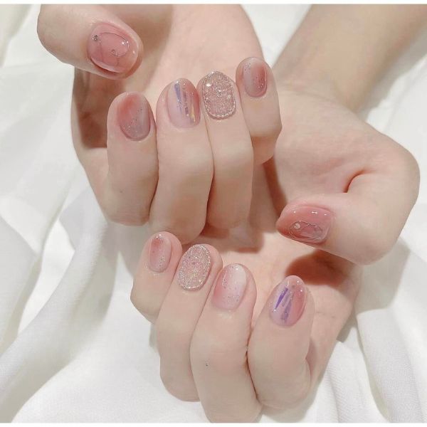 Nail xà cừ ánh nhũ 2