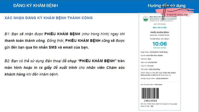 Bước 4: Xác nhận và đến khám