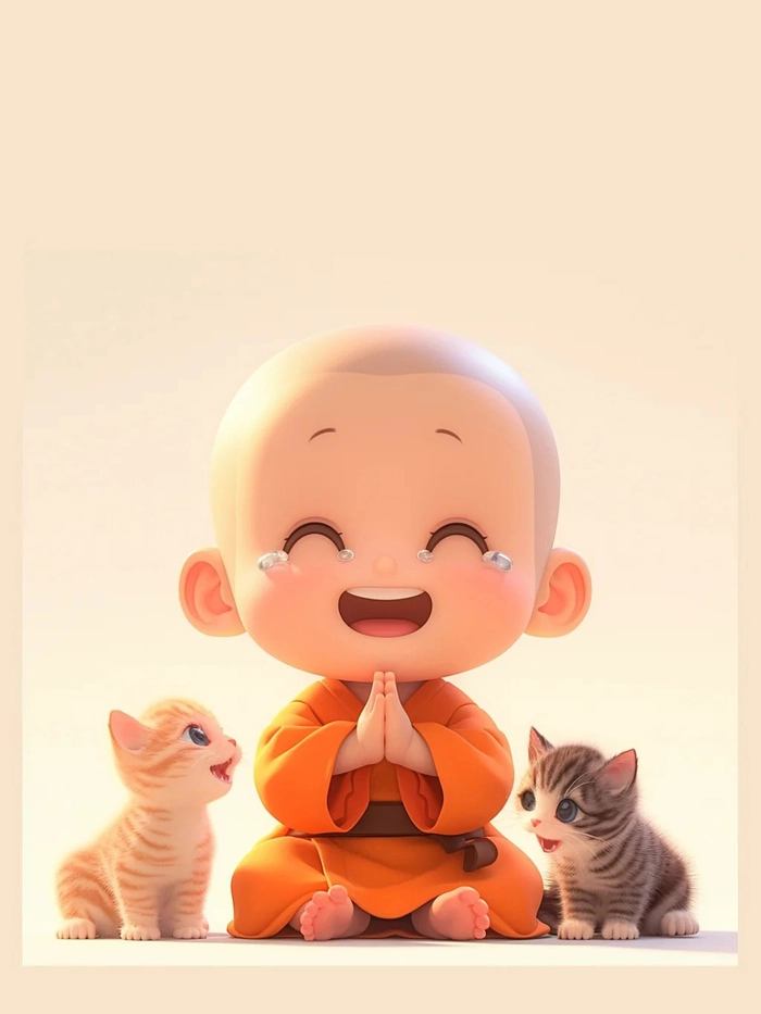Ảnh chú tiểu chibi với áo cà sa