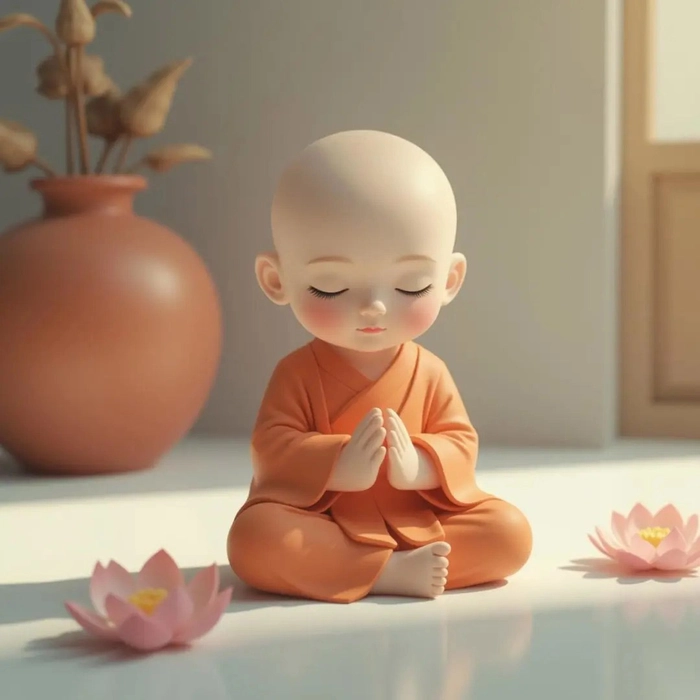 Hình ảnh chú tiểu chibi dễ mến và dễ thương