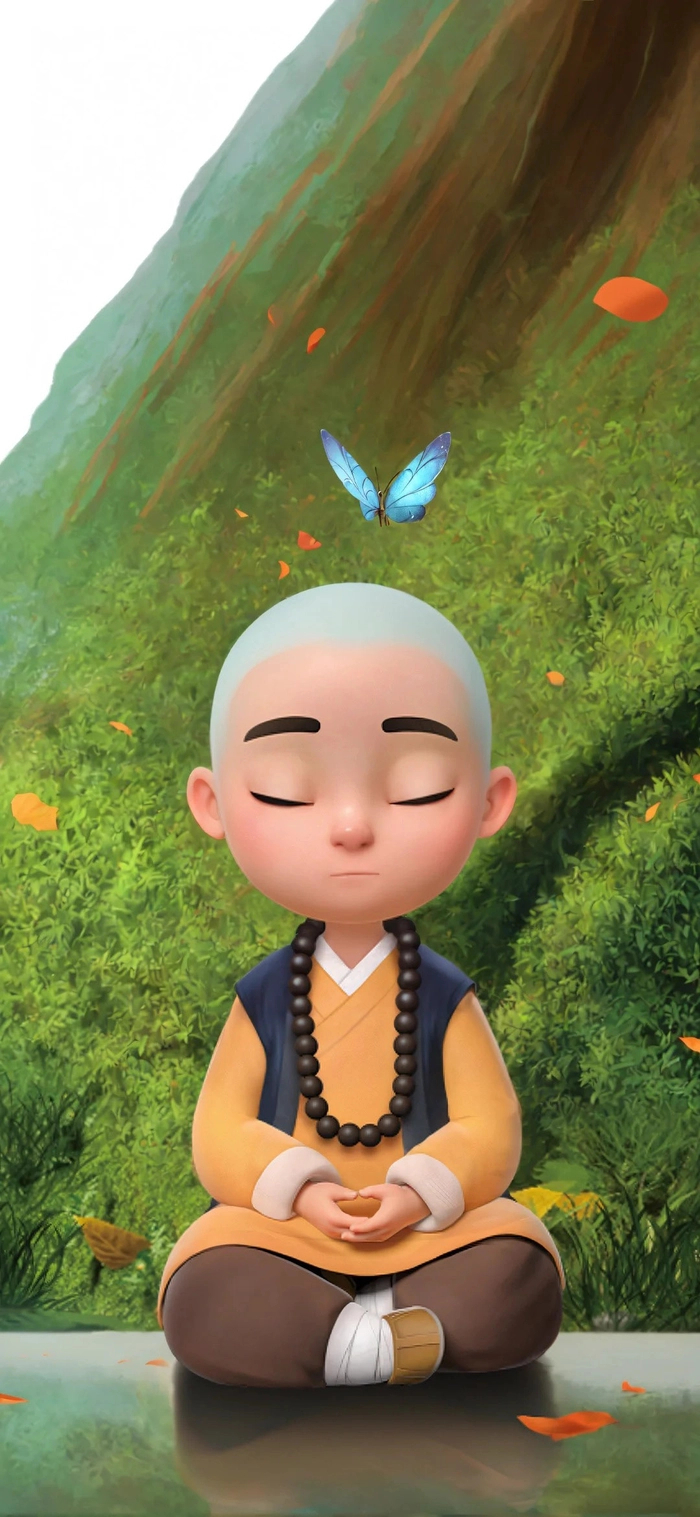 Hình ảnh chú tiểu chibi tâm bát biến